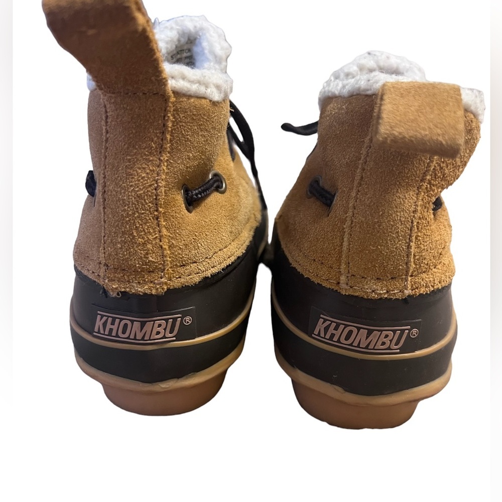 Khombu Suede Leather Short Duck Boots With Faux Fur Lining Size 6 - Picture 5 of 8